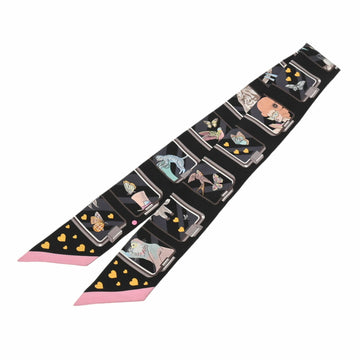 HERMES Twilly PARADE EN FANFARE Noir/Rose/Gris - Women's 100% Silk Scarf Muffler