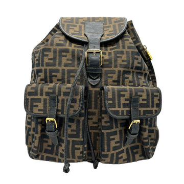 FENDI Backpack Zucca Canvas Leather Brown x Black z1302