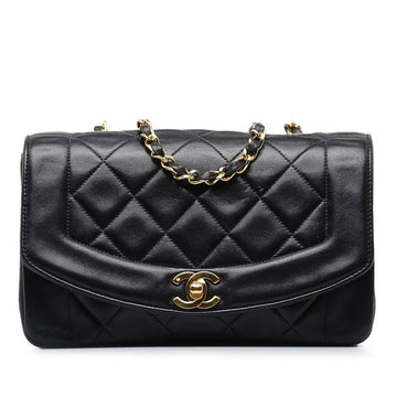 CHANEL Matelasse Diana 23 Chain Shoulder Bag Black Lambskin Women's