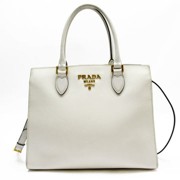 PRADA handbag shoulder bag leather off-white gold ladies w0355a