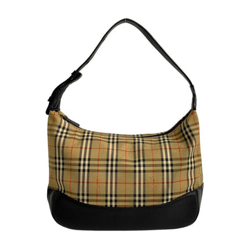 BURBERRY Nova Check Shadow Horse Canvas Leather Semi Shoulder Bag Handbag Black 33431 763k763-33431