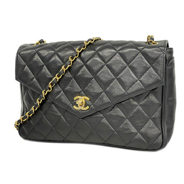 CHANEL Shoulder Bag Matelasse Chain Lambskin Black Women's