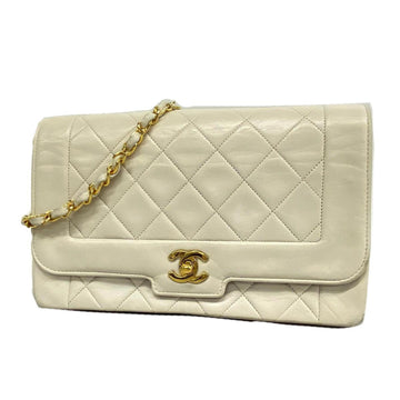 CHANEL Shoulder Bag Matelasse Chain Lambskin White Ladies