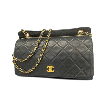 CHANEL Shoulder Bag Matelasse Chain Lambskin Black Women's