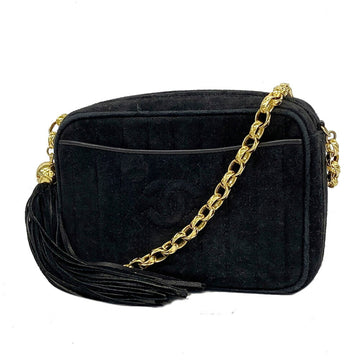 CHANEL Shoulder Bag Mademoiselle Suede Black Ladies