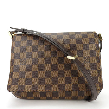 LOUIS VUITTON Shoulder Bag Musette Tango N51255 Damier Canvas Ebene Brown Short for Women