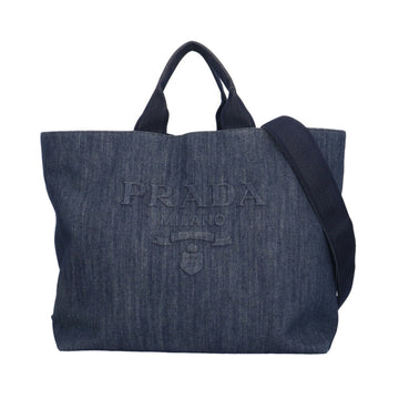 PRADA Triangle Tote Bag Denim 2VG0812DXUF008 Blue Unisex  2way