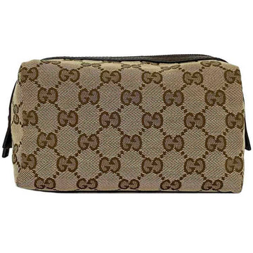 GUCCI Pouch Beige Brown 29595 Canvas Leather  GG Women's Compact