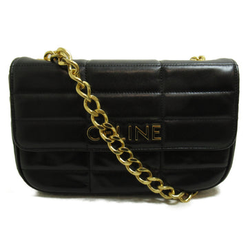 CELINE Monochrome ChainShoulder Bag Black Lambskin [sheep leather]