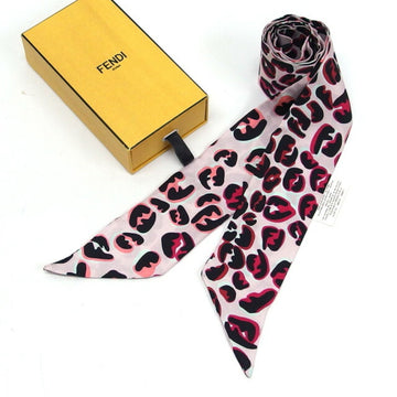 FENDI Lappy Scarf Zucca Leopard Print Light Pink