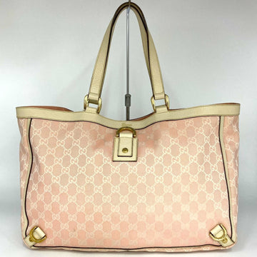 GUCCI Tote Bag Handbag Abby Line Pink White GG Canvas Women's 141472