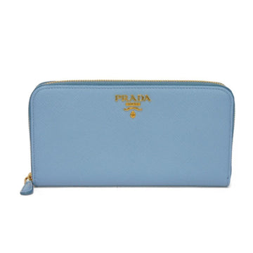 PRADA Long Wallet Zip Around Blue Round RFID Saffiano Metal Astral 1ML506 QWA F0637 Men's Women's