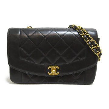 CHANEL Matelasse Diana Chain Shoulder Bag Black Lambskin [sheep leather]