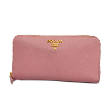 PRADA long wallet in saffiano leather, pink, for women