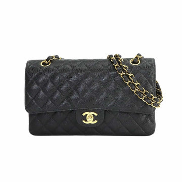 CHANEL Matelasse 25 Chain Shoulder Bag Caviar Skin Black A01112 Gold Hardware Coco Mark