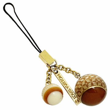 LOUIS VUITTON Strap Accessory Telephone Run Brown  Ball Charm Key Holder Hook Mobile KK-13295