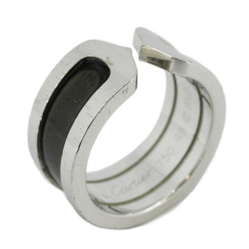 CARTIER Ring 2C K18WG White Gold Black Lacquer Men's Women's