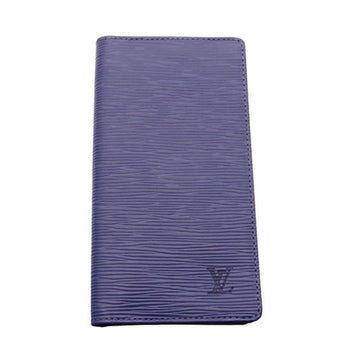 LOUIS VUITTON Wallet Men's Long Epi Leather Porte Carte Credit Myrtille Blue M63215