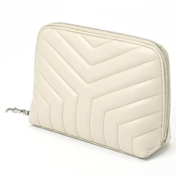 SAINT LAURENT Pouch 504665 Leather Ivory S-155618