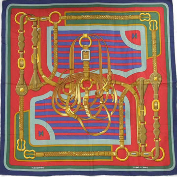 HERMES Scarf Carre 90 COACHING Silk Multicolor Women's e58630a