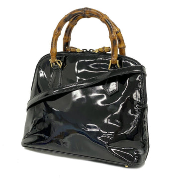 GUCCI handbag bamboo 000 1186 0290 enamel black ladies