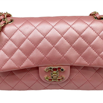 CHANEL Matelasse Pearl Pink Rhinestone Color Stone Coco Mark Paris Limited Shoulder Bag Handbag Women's