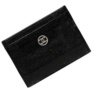 CHANEL Pass Case Black Coco Button A20906 Card 8th Series Leather 11121303  Mark Women's