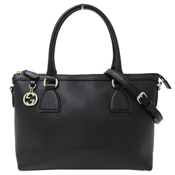GUCCI Bag Women's Interlocking Handbag Shoulder 2way Leather Black 449659