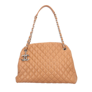 CHANEL Mademoiselle Bowling Bag Coco Mark Shoulder Caviar Skin A50557 Brown Women's Chain BRB10010000013238