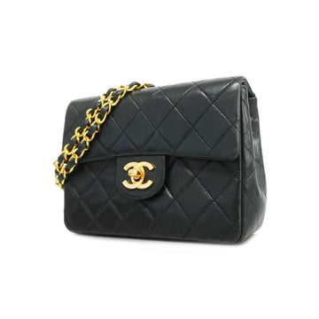 CHANEL Shoulder Bag Matelasse Chain Lambskin Black Women's