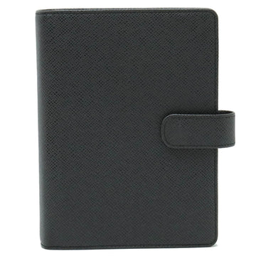 LOUIS VUITTON Taiga Agenda MM Notebook Cover 6-Hole Leather Ardoise Black R20423