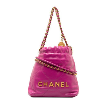 CHANEL Matelasse Chain Tote Bag Shoulder Pink Leather Women's