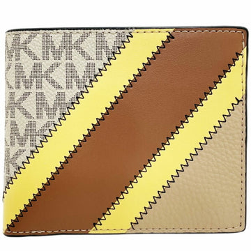 MICHAEL KORS Wallet Cooper Signature Billfold Double Coin Pocket PVC Leather Yellow 36R3LCOF3U  MK Bi-fold Compact Outlet COOPER NT-12447