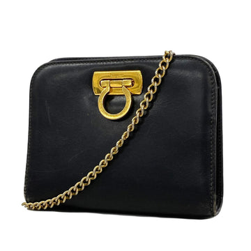 SALVATORE FERRAGAMO Shoulder Bag Gancini Leather Black Women's