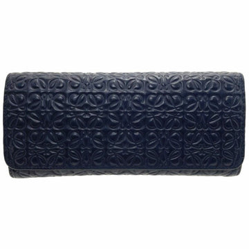 LOEWE Long Wallet Repeat Continental Calfskin Navy 107.55.F11 Leather Anagram REPEAT AH-12322