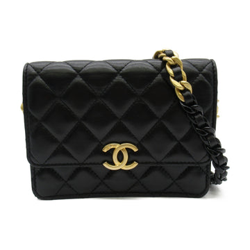 CHANEL Chain wallet Black Lambskin [sheep leather]