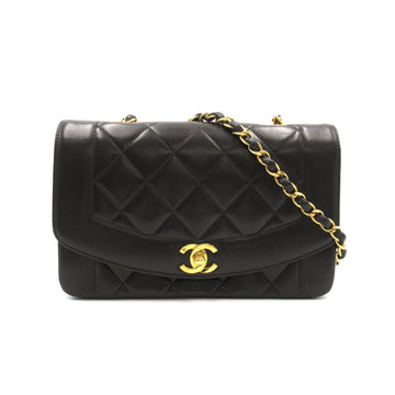 CHANEL Matelasse Diana ChainShoulder Black Lambskin [sheep leather]