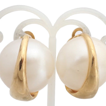 CHANEL Earrings Coco Mark Metal Gold x White Women's