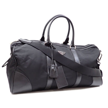 PRADA Boston Bag Nero Nylon Leather Women's Men's Black A6046900