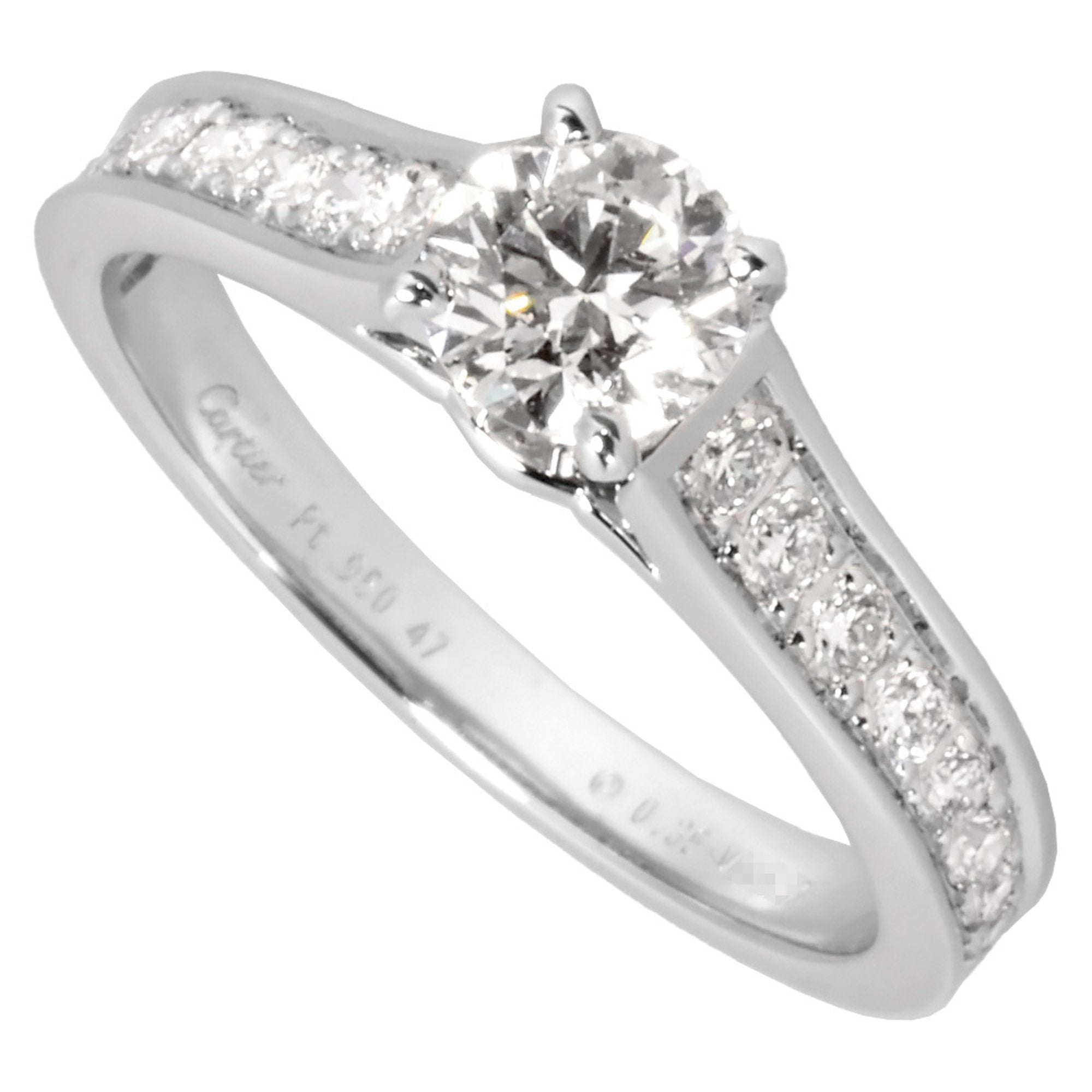 CARTIER 1895 Solitaire Ring Half Eternity Diamond 0.35ct #47 ...