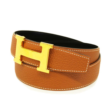 HERMES Belt Constance C Stamp Togo Box Calf Gold Black Men's Women's