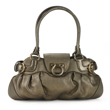 SALVATORE FERRAGAMO Handbag AU-21 6317 Leather Bronze Metallic Gancini Women's