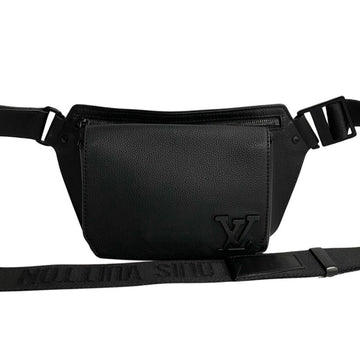 LOUIS VUITTON Takeoff Sling LV Aerogram Leather Shoulder Bag Body Black 07989