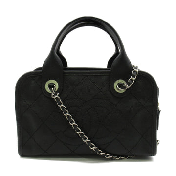 CHANEL Deauville line bowling bag Black Calfskin [cowhide]