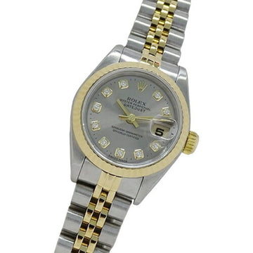 ROLEX Datejust 69173G T serial watch for women, 10P diamonds, automatic, AT, stainless steel, SS, gold, YG, combination, gray, polished