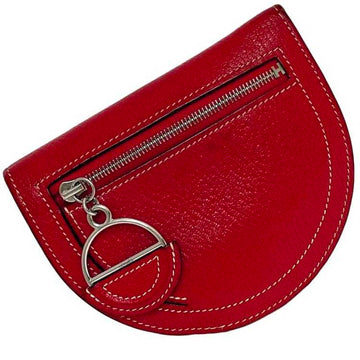 HERMES Bi-fold Wallet Compact Rouge Piment Red In The Loop f-20319 Leather Chevre Mysore  Folding Charm Ladies