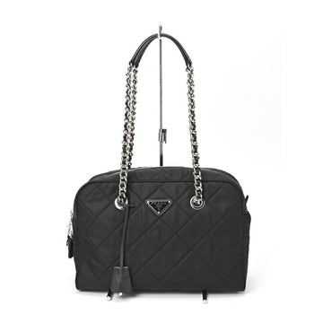 PRADA Quilted Chain Shoulder Boston Bag 1BB903 Nylon Nero [Black] E-155638