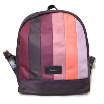 PAUL SMITH Backpack Rucksack Bag Stripe Purple Nylon Leather Men Women