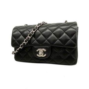 CHANEL Shoulder Bag Matelasse Chain Lambskin Black Women's