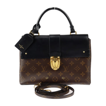 LOUIS VUITTON One Handle Flap Bag MM Handbag M43125 Monogram Canvas Calf Brown Black Shoulder